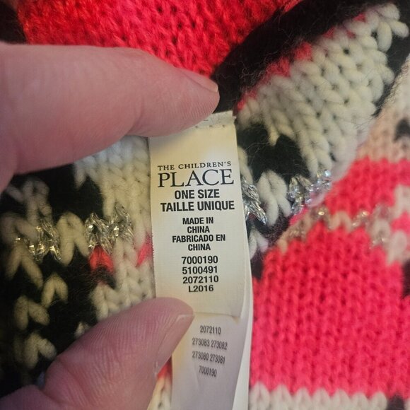 Girls Children’s Place Reversible Infinity Scarf Pink Black Knit - Picture 6 of 8